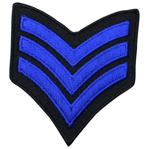 Chevron Stripes Patch - Blue Military Badge 2.25" (Iron on) - Patch Parlor