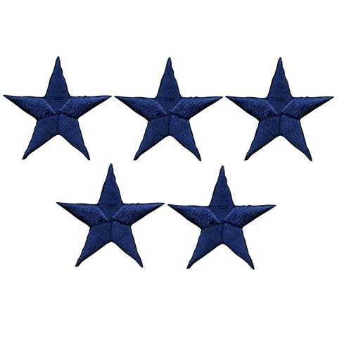 Star Applique Patch - Navy Blue 1.5" (5-Pack, Iron on) - Patch Parlor