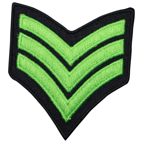 Chevron Stripes Patch - Neon Green Military Badge 2.25" (Iron on) - Patch Parlor