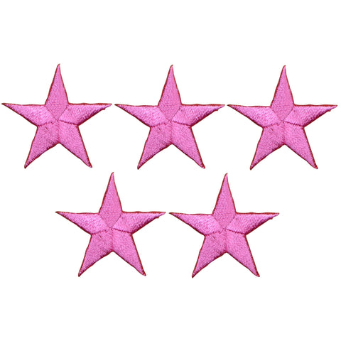 Star Applique Patch - Pink 1.25" (5-Pack, Small, Iron on) - Patch Parlor
