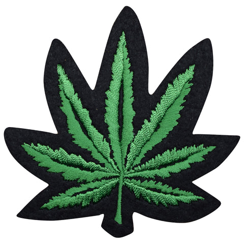 Weed Leaf Applique Patch - Cannabis Pot Marijuana Ganja Badge 3-3/8" (Iron on) - Patch Parlor