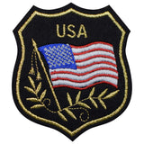 Embroidered mylar patch with American flag and 'USA' text