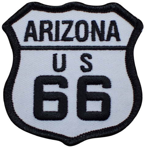 Arizona Patch - Route 66 AZ Sign, Black and White 2.5" (Iron on) - Patch Parlor