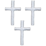 Mini Cross Applique Patch - White Religious Jesus Badge 1" (3-Pack, Iron on) - Patch Parlor