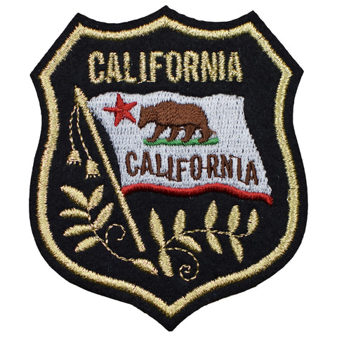 California Patch - Grizzly Bear, CA Flag Mylar Badge 3-3/8" (Iron on) - Patch Parlor