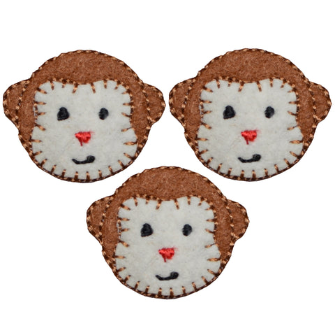 Mini Monkey Applique Patch - Animal, Zookeeper Badge 1-1/8" (3-Pack, Iron on) - Patch Parlor