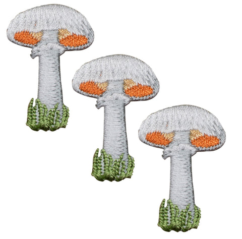 Mushroom Applique Patch - Fungus, Fungi, Fantasy Badge 1-5/8" (3-Pack, Iron on) - Patch Parlor