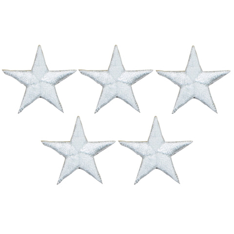 Star Applique Patch - White 7/8" (5-Pack, Small, Iron on) - Patch Parlor