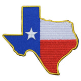 Texas state shaped flag patch on a white background