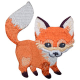 Embroidered patch depicting a baby fox with orange, white, and brown colors.