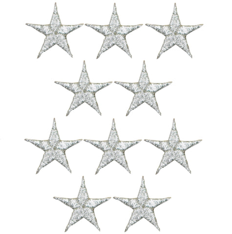 Star Applique Patch - Silver 5/8" (10-Pack, Iron on) - Patch Parlor