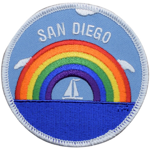 San Diego Patch - California, Sailboat, Sailing, Rainbow Badge 3" (Iron on) - Patch Parlor