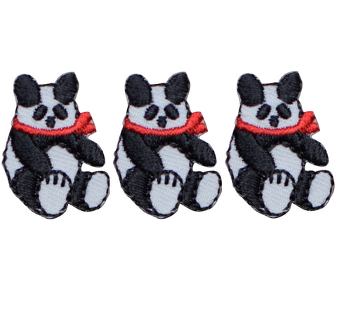 Mini Panda Applique Patch - Giant Panda Bear, Sichuan 1" (3-Pack, Iron on) - Patch Parlor