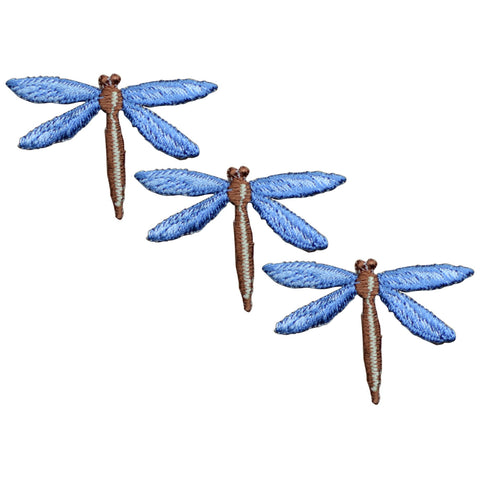Dragonfly Applique Patch - Blue Insect Flying Bug Badge 1-3/4" (3-Pack, Iron on) - Patch Parlor