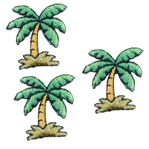 Mini Palm Tree Applique Patch - Tropical, Beach Badge 7/8" (3-Pack, Iron on) - Patch Parlor