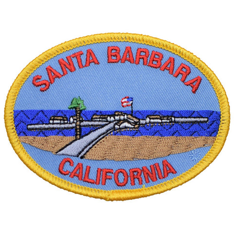 Santa Barbara Patch - California, Beach, Pier Badge 3.5" (Iron on) - Patch Parlor
