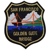 A shield-shaped patch featuring the Golden Gate Bridge with 'San Francisco' and 'Golden Gate Bridge' text, predominantly in orange, blue, and black colors.