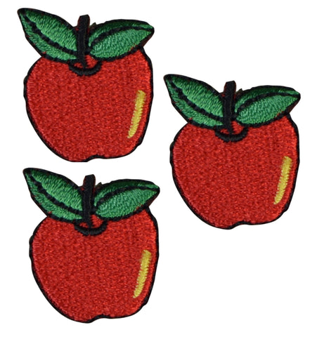 Mini Apple Applique Patch - Fruit, Food Badge 1" (3-Pack, Iron on) - Patch Parlor