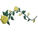 Yellow Rose Applique Patch - Long Stem, Flower Badge 5.5" (Iron on) - Patch Parlor