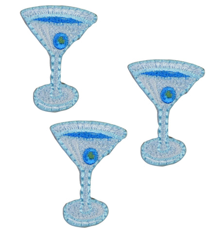 Martini Applique Patch - Cocktail, Olive, Alcoholic Beverage 1" (3-Pack, Iron on) - Patch Parlor
