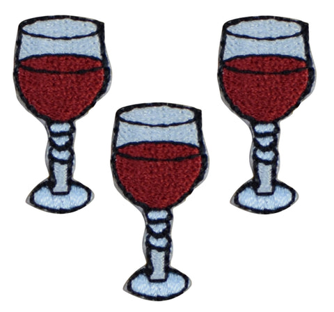 Glass of Wine Applique Patch - Pinot Noir, Cabernet, Merlot, Zinfandel 1" (3-Pack, Iron on) - Patch Parlor