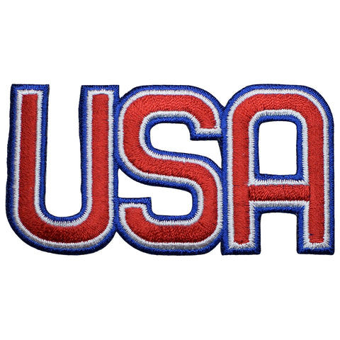 USA Letters Applique Patch - Olympics United States Script 3-1/8" (Iron on) - Patch Parlor