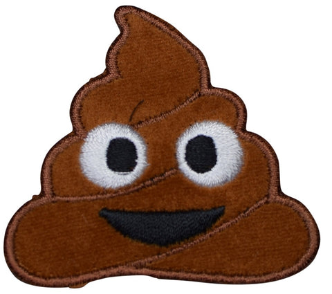 Poo Applique Patch - Poo, Smiling Poop Badge 2.25" (Iron on) - Patch Parlor
