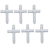 Mini Cross Applique Patch - White, Jesus, Christian Badge 1/2" (6-Pack, Iron on) - Patch Parlor
