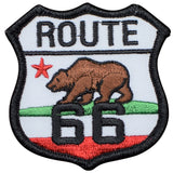 Route 66 patch with California flag bear design on white background
