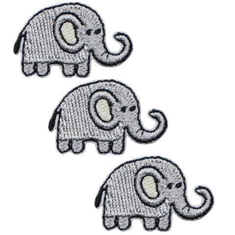 Mini Elephant Applique Patch - Zookeeper, Animal Badge 1-1/8" (3-Pack, Iron on) - Patch Parlor