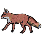 A embroidered patch depicting a small fox in a side profile view.