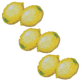 A set of three lemon-shaped iron-on patches designed for clothing or fabric application.
