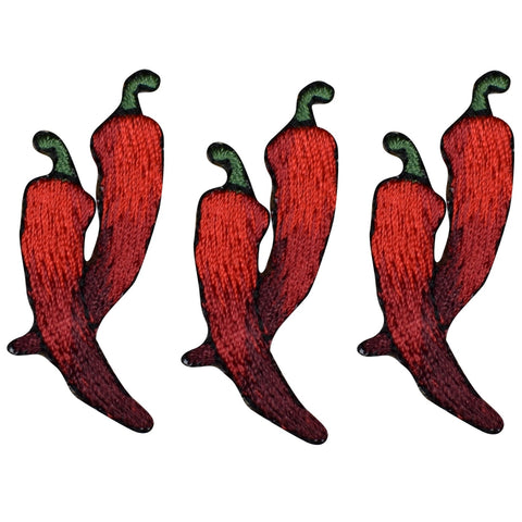 Pair of Peppers Applique Patch - Spicy Food Chef Badge 1-3/4" (3-pack, Iron on)