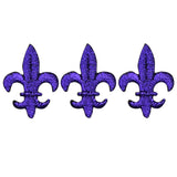Purple Fleur De Lis Applique Patch - Cross, Saints Badge 1-1/8" (3-Pack, Iron on) - Patch Parlor
