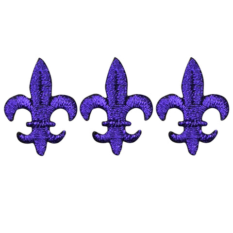Purple Fleur De Lis Applique Patch - Cross, Saints Badge 1-1/8" (3-Pack, Iron on) - Patch Parlor