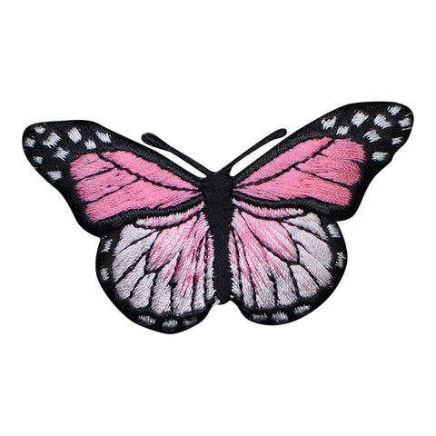 Pink Butterfly Applique Patch - Insect, Bug Badge 2-7/8" (Iron on) - Patch Parlor