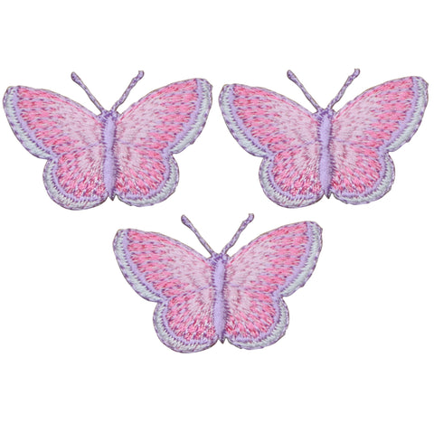 Pink Butterfly Applique Patch - Insect, Bug Badge 1-3/8" (3-Pack, Iron on) - Patch Parlor
