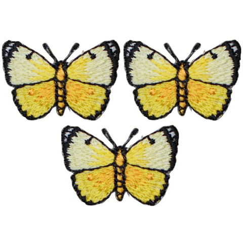 Mini Yellow Butterfly Applique Patch - Insect Bug Badge 1-1/8" (3-Pack, Iron on) - Patch Parlor