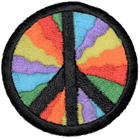 Peace Sign Applique Patch - World Peace, Rainbow, Hippie Badge 2" (Iron on) - Patch Parlor