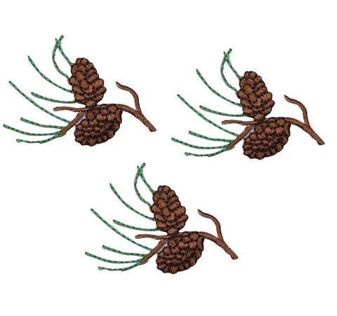 Mini Pine Needles Applique Patch - Pine Cones Badge 2" (3-Pack, Iron on) - Patch Parlor