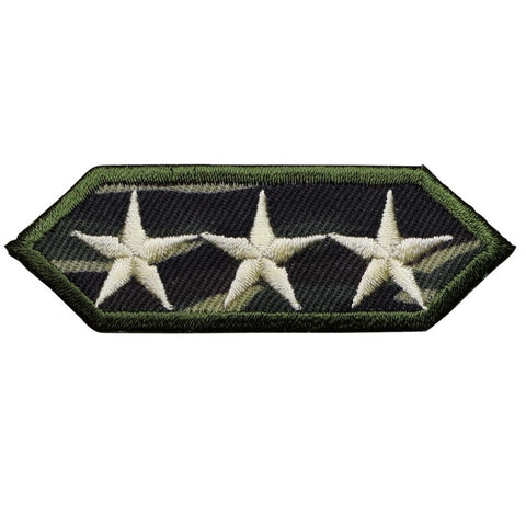 Military Applique Patch - Camouflage, Camo, 3 Stars Badge 2-7/8" (Iron on) - Patch Parlor