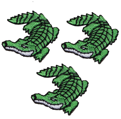 Alligator Applique Patch - Crocodile Gator Badge 1-3/8" (3-Pack, Small, Iron on) - Patch Parlor