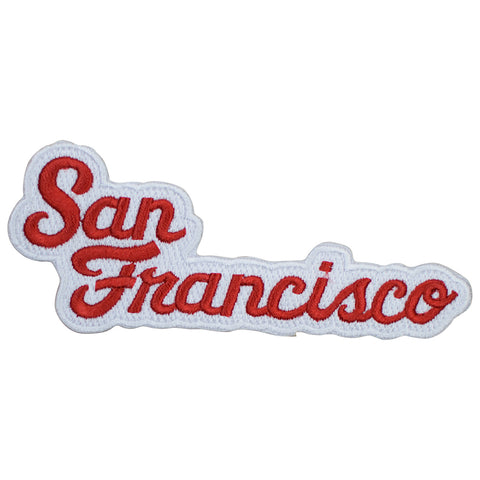 San Francisco Patch - California, Red/White Script Badge 4-5/8" (Iron on) - Patch Parlor
