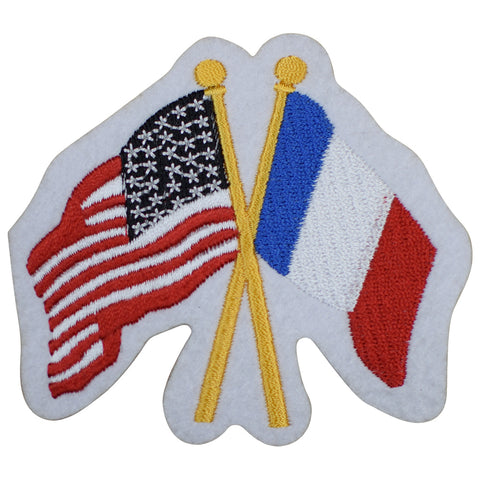 France Applique Patch - USA France Flags United, Paris Badge 3.25" (Iron on) - Patch Parlor