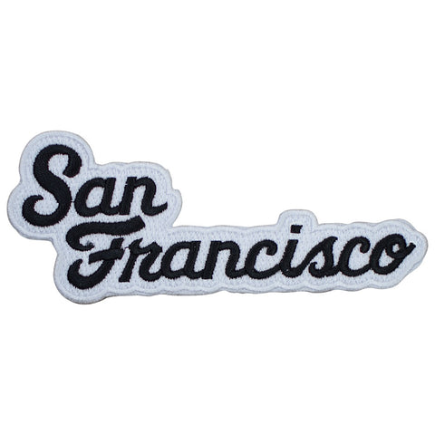 San Francisco Patch - California, Black/White Script Badge 4-5/8" (Iron on) - Patch Parlor