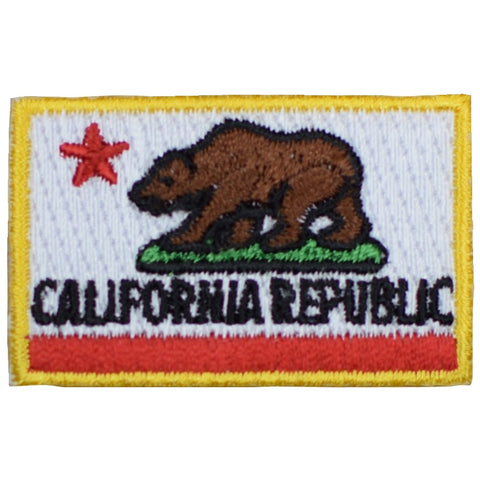 Mini California Patch - Grizzly Bear, CA Republic Flag 1.75" (Iron on) - Patch Parlor