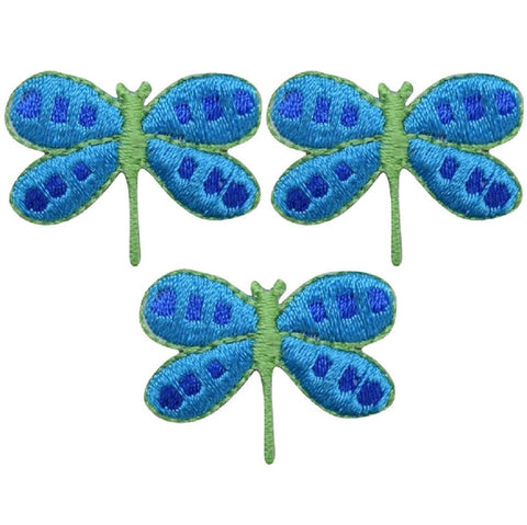 Dragonfly Applique Patch - Blue, Green, Bug, Insect 1.25" (3-Pack, Iron on) - Patch Parlor