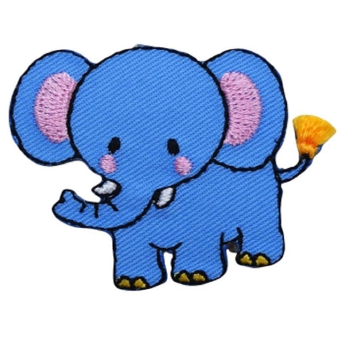 Elephant Applique Patch - Blue Children's Badge 1-7/8" (Iron on) - Patch Parlor