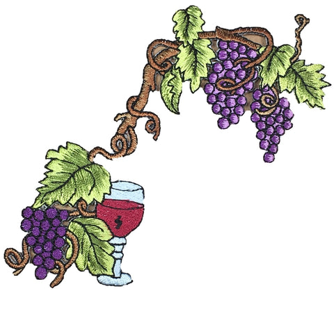 Wine Applique Patch - Grapes, Vines, Pinot Noir, Cabernet, Zin 6" (Iron on) - Patch Parlor