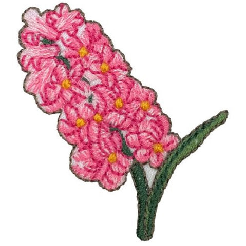 Pink Hyacinth Applique Patch - Flower, Bloom, Gardening Badge 2" (Iron on) - Patch Parlor